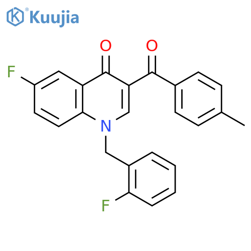 6-fluoro-1-(2-fluorophenyl)methyl-3-(4-methylbenzoyl)-1,4-dihydroquinolin-4-one structure