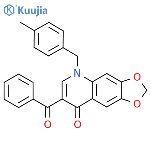 7-benzoyl-5-(4-methylphenyl)methyl-2H,5H,8H-1,3dioxolo4,5-gquinolin-8-one structure