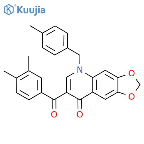 7-(3,4-dimethylbenzoyl)-5-(4-methylphenyl)methyl-2H,5H,8H-1,3dioxolo4,5-gquinolin-8-one structure