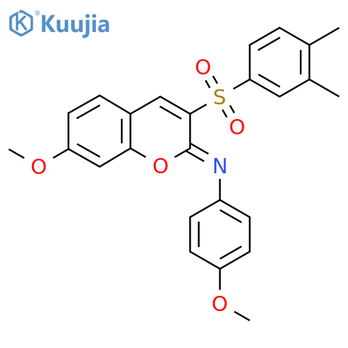 (2Z)-3-(3,4-dimethylbenzenesulfonyl)-7-methoxy-N-(4-methoxyphenyl)-2H-chromen-2-imine structure
