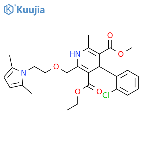 3,5-Pyridinedicarboxylic acid, 4-(2-chlorophenyl)-2-[[2-(2,5-dimethyl-1H-pyrrol-1-yl)ethoxy]methyl]-1,4-dihydro-6-methyl-, 3-ethyl 5-methyl ester structure