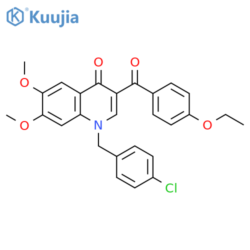 1-(4-chlorophenyl)methyl-3-(4-ethoxybenzoyl)-6,7-dimethoxy-1,4-dihydroquinolin-4-one structure