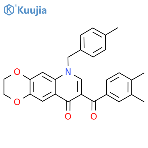8-(3,4-dimethylbenzoyl)-6-(4-methylphenyl)methyl-2H,3H,6H,9H-1,4dioxino2,3-gquinolin-9-one structure