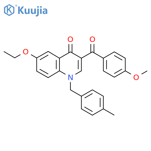 6-ethoxy-3-(4-methoxybenzoyl)-1-(4-methylphenyl)methyl-1,4-dihydroquinolin-4-one structure