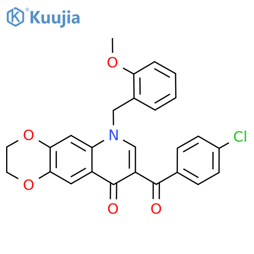 8-(4-chlorobenzoyl)-6-(2-methoxyphenyl)methyl-2H,3H,6H,9H-1,4dioxino2,3-gquinolin-9-one structure