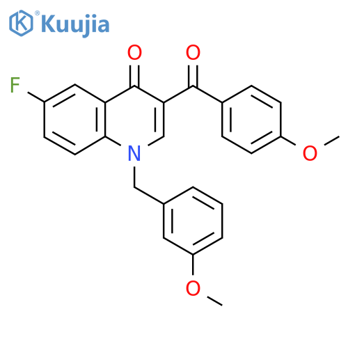 6-fluoro-3-(4-methoxybenzoyl)-1-(3-methoxyphenyl)methyl-1,4-dihydroquinolin-4-one structure