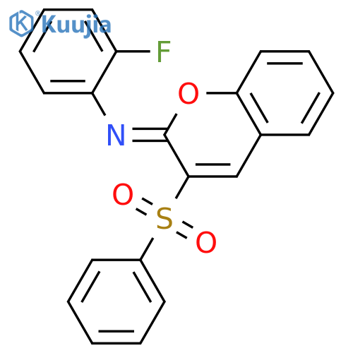 (2Z)-3-(benzenesulfonyl)-N-(2-fluorophenyl)-2H-chromen-2-imine structure