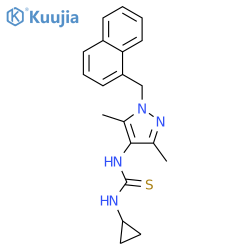 <br>1-Cyclopropyl-3-(3,5-dimethyl-1-naphthalen-1-ylmethyl-1H-pyrazol-4-yl)-thio urea structure