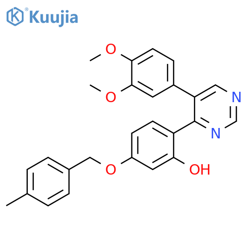 2-5-(3,4-dimethoxyphenyl)pyrimidin-4-yl-5-(4-methylphenyl)methoxyphenol structure