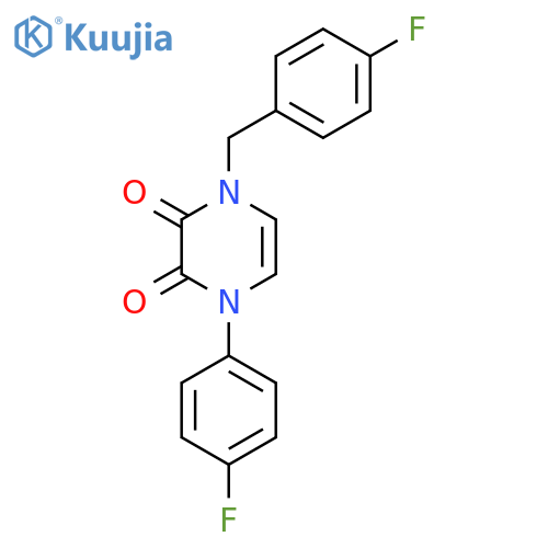 1-(4-fluorophenyl)-4-(4-fluorophenyl)methyl-1,2,3,4-tetrahydropyrazine-2,3-dione structure