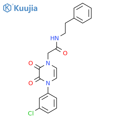 2-4-(3-chlorophenyl)-2,3-dioxo-1,2,3,4-tetrahydropyrazin-1-yl-N-(2-phenylethyl)acetamide structure
