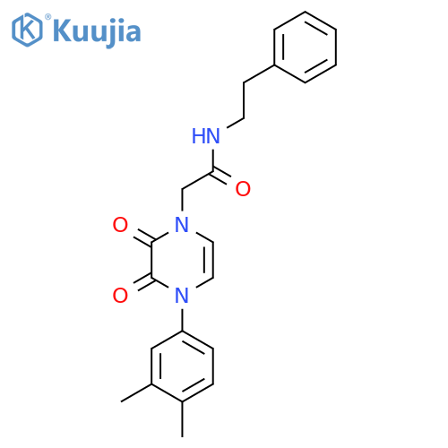 2-4-(3,4-dimethylphenyl)-2,3-dioxo-1,2,3,4-tetrahydropyrazin-1-yl-N-(2-phenylethyl)acetamide structure
