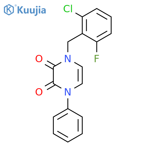 1-(2-chloro-6-fluorophenyl)methyl-4-phenyl-1,2,3,4-tetrahydropyrazine-2,3-dione structure