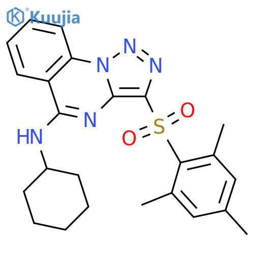 N-cyclohexyl-3-(2,4,6-trimethylbenzenesulfonyl)-1,2,3triazolo1,5-aquinazolin-5-amine structure