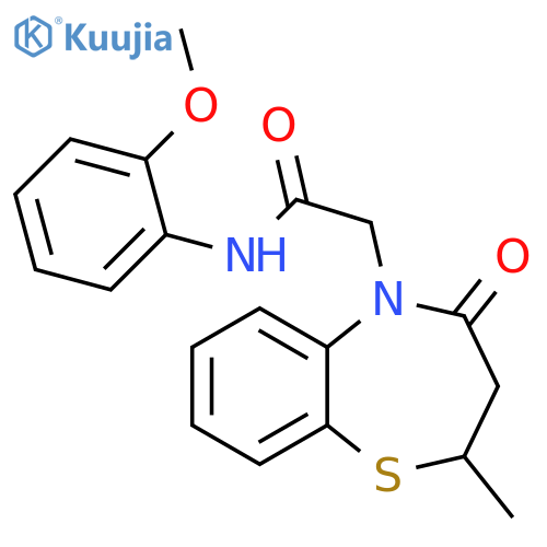 N-(2-methoxyphenyl)-2-(2-methyl-4-oxo-2,3,4,5-tetrahydro-1,5-benzothiazepin-5-yl)acetamide structure