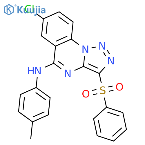 3-(benzenesulfonyl)-7-chloro-N-(4-methylphenyl)-1,2,3triazolo1,5-aquinazolin-5-amine structure
