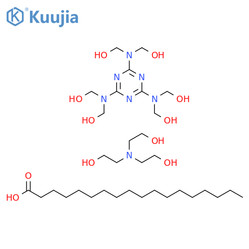 Octadecanoic acid, reaction products with hexamethylolmelamine, compds. with triethanolamine structure