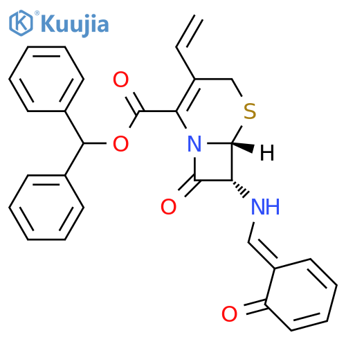 (6R,7R)-8-Oxo-7α-salicylideneamino-3-vinyl-5-thia-1-azabicyclo[4.2.0]oct-2-ene-2-carboxylic acid benzhydryl ester structure