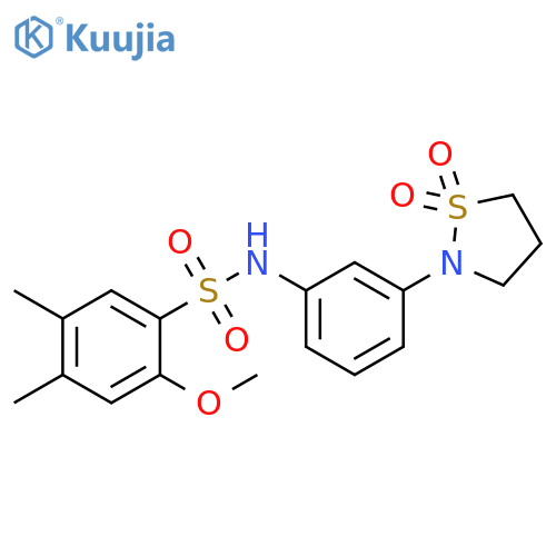 N-3-(1,1-dioxo-1lambda6,2-thiazolidin-2-yl)phenyl-2-methoxy-4,5-dimethylbenzene-1-sulfonamide structure