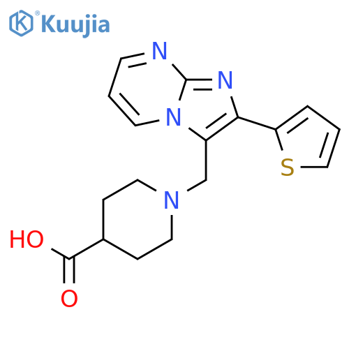 1-(2-Thiophen-2-yl-imidazo1,2-apyrimidin-3-ylmethyl)-piperidine-4-carboxylic acid structure