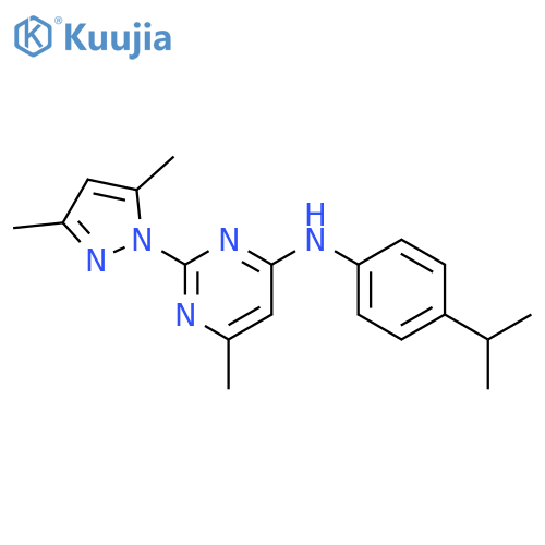 2-(3,5-dimethyl-1H-pyrazol-1-yl)-6-methyl-N-4-(propan-2-yl)phenylpyrimidin-4-amine structure