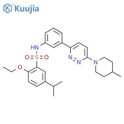 2-ethoxy-N-{3-6-(4-methylpiperidin-1-yl)pyridazin-3-ylphenyl}-5-(propan-2-yl)benzene-1-sulfonamide structure