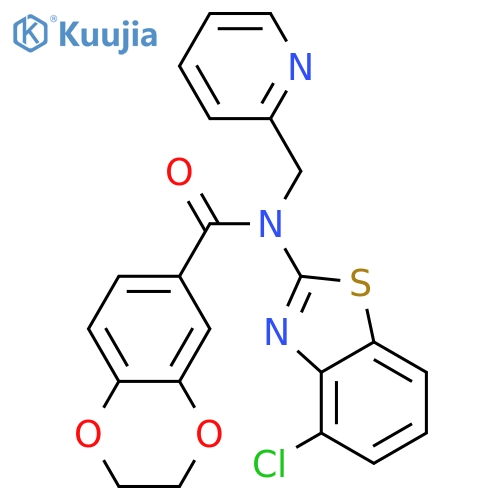 N-(4-chloro-1,3-benzothiazol-2-yl)-N-(pyridin-2-yl)methyl-2,3-dihydro-1,4-benzodioxine-6-carboxamide structure