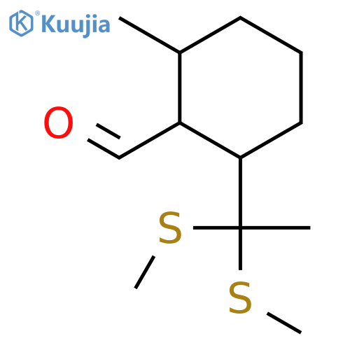 CYCLOHEXANECARBOXALDEHYDE, 2-[1,1-BIS(METHYLTHIO)ETHYL]-6-METHYL- structure