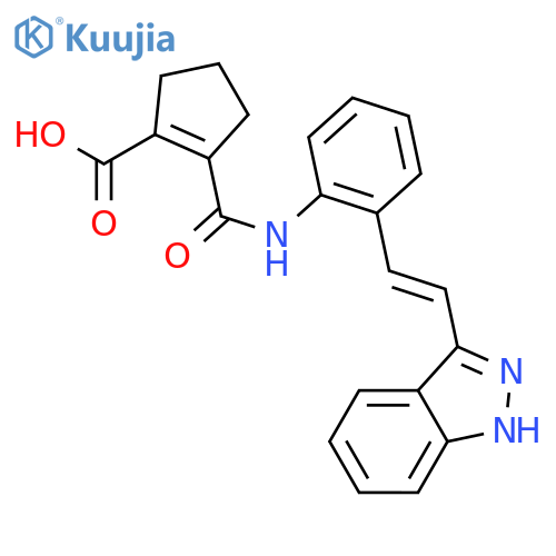 1-Cyclopentene-1-carboxylic acid,2-[[[2-[(1E)-2-(1H-indazol-3-yl)ethenyl]phenyl]amino]carbonyl]- structure