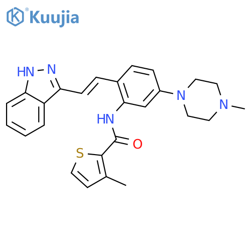 2-Thiophenecarboxamide,N-[2-[(1E)-2-(1H-indazol-3-yl)ethenyl]-5-(4-methyl-1-piperazinyl)phenyl]-3-methyl- structure