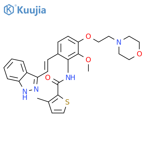 2-Thiophenecarboxamide,N-[6-[(1E)-2-(1H-indazol-3-yl)ethenyl]-2-methoxy-3-[2-(4-morpholinyl)ethoxy]phenyl]-3-methyl- structure