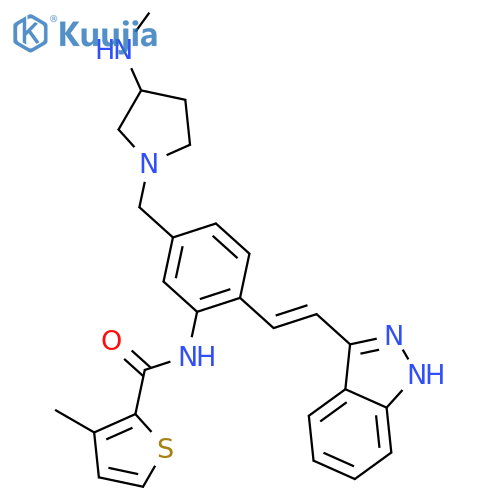2-Thiophenecarboxamide,N-[2-[(1E)-2-(1H-indazol-3-yl)ethenyl]-5-[[3-(methylamino)-1-pyrrolidinyl]methyl]phenyl]-3-methyl- structure