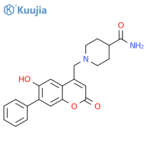 1-(6-hydroxy-2-oxo-7-phenyl-2H-chromen-4-yl)methylpiperidine-4-carboxamide structure