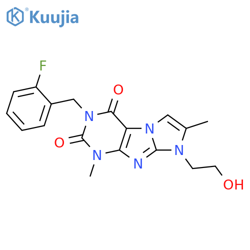 3-(2-fluorophenyl)methyl-8-(2-hydroxyethyl)-1,7-dimethyl-1H,2H,3H,4H,8H-imidazo1,2-gpurine-2,4-dione structure