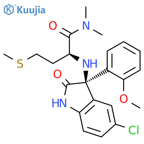 Butanamide,2-[[(3R)-5-chloro-2,3-dihydro-3-(2-methoxyphenyl)-2-oxo-1H-indol-3-yl]amino]-N,N-dimethyl-4-(methylthio)-, (2S)- structure