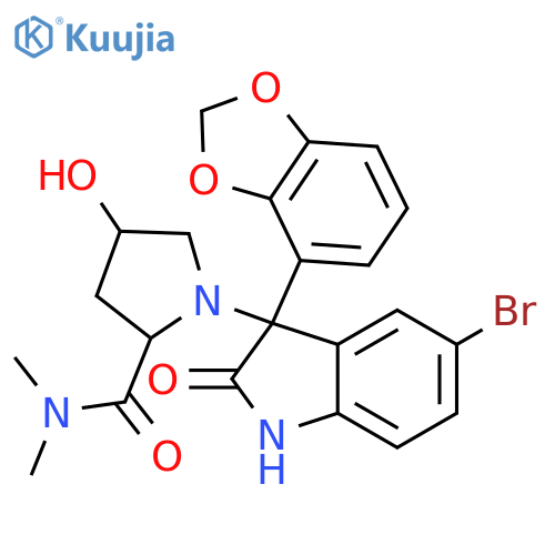 2-Pyrrolidinecarboxamide,1-[3-(1,3-benzodioxol-4-yl)-5-bromo-2,3-dihydro-2-oxo-1H-indol-3-yl]-4-hydroxy-N,N-dimethyl-, (2S,4R)- structure