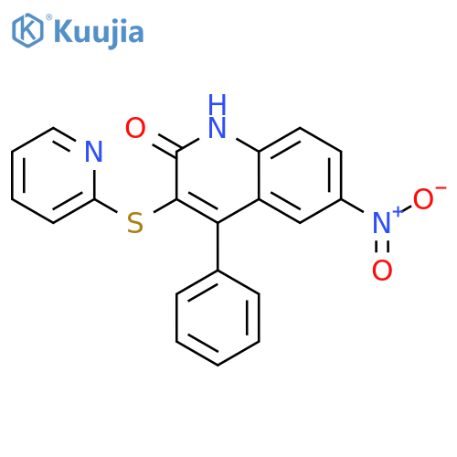 6-Nitro-4-phenyl-3-(pyridin-2-ylsulfanyl)-1H-quinolin-2-one structure