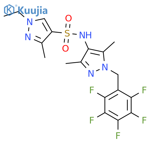 <br>N-[3,5-dimethyl-1-(pentafluorobenzyl)-1H-pyrazol-4-yl]-1-ethyl-3-methyl-1H- pyrazole-4-sulfonamide structure