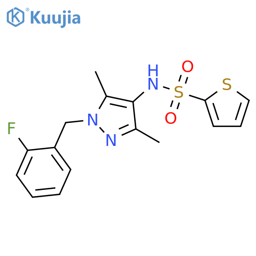 N-[1-(2-fluorobenzyl)-3,5-dimethyl-1H-pyrazol-4-yl]thiophene-2-sulfonamide structure