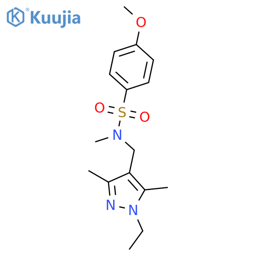 <br>N-(1-Ethyl-3,5-dimethyl-1H-pyrazol-4-ylmethyl)-4-methoxy-N-methyl-benzenesu lfonamide structure