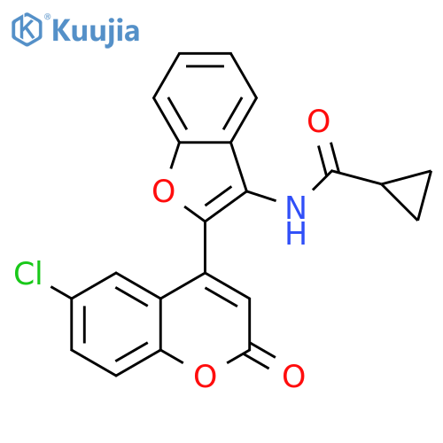 N-2-(6-chloro-2-oxo-2H-chromen-4-yl)-1-benzofuran-3-ylcyclopropanecarboxamide structure