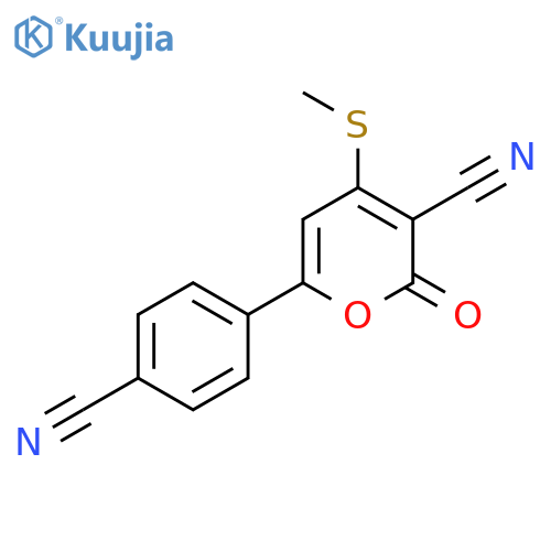 6-(4-Cyano-phenyl)-4-methylsulfanyl-2-oxo-2H-pyran-3-carbonitrile structure