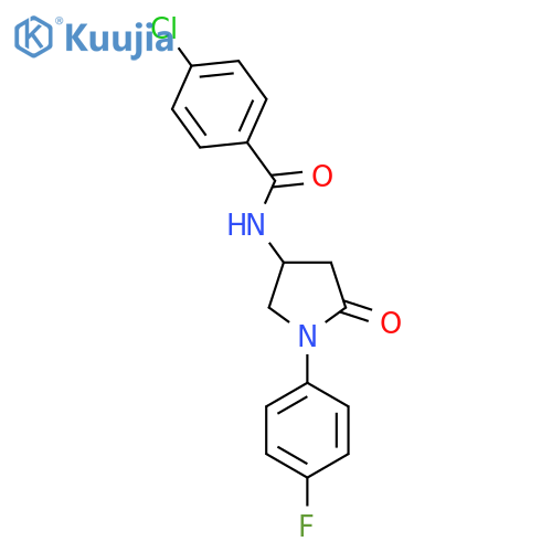 4-chloro-N-1-(4-fluorophenyl)-5-oxopyrrolidin-3-ylbenzamide structure