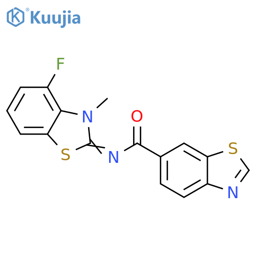 N-(2E)-4-fluoro-3-methyl-2,3-dihydro-1,3-benzothiazol-2-ylidene-1,3-benzothiazole-6-carboxamide structure
