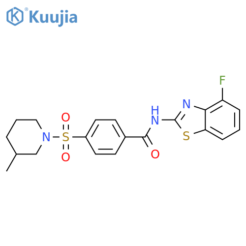 N-(4-fluoro-1,3-benzothiazol-2-yl)-4-(3-methylpiperidin-1-yl)sulfonylbenzamide structure