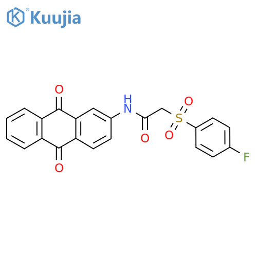 N-(9,10-dioxo-9,10-dihydroanthracen-2-yl)-2-(4-fluorobenzenesulfonyl)acetamide structure
