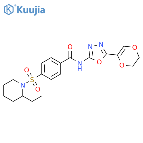N-5-(5,6-dihydro-1,4-dioxin-2-yl)-1,3,4-oxadiazol-2-yl-4-(2-ethylpiperidin-1-yl)sulfonylbenzamide structure