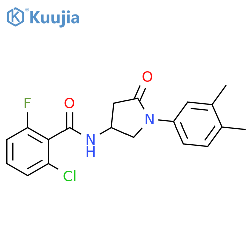 2-chloro-N-1-(3,4-dimethylphenyl)-5-oxopyrrolidin-3-yl-6-fluorobenzamide structure