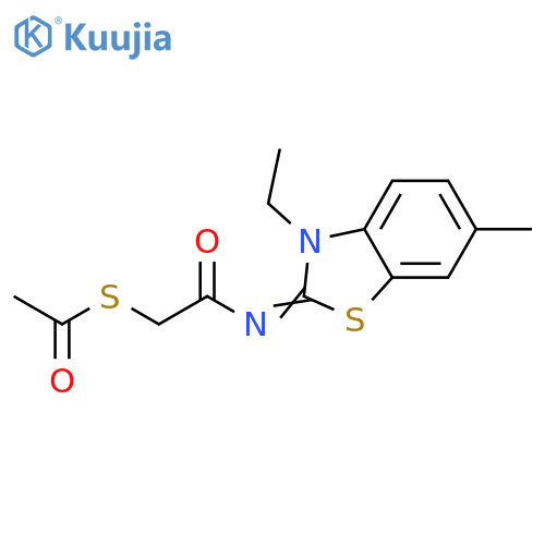 2-(acetylsulfanyl)-N-(2Z)-3-ethyl-6-methyl-2,3-dihydro-1,3-benzothiazol-2-ylideneacetamide structure