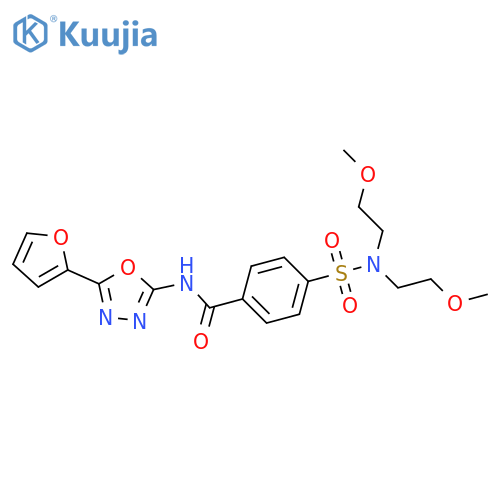 4-bis(2-methoxyethyl)sulfamoyl-N-5-(furan-2-yl)-1,3,4-oxadiazol-2-ylbenzamide structure